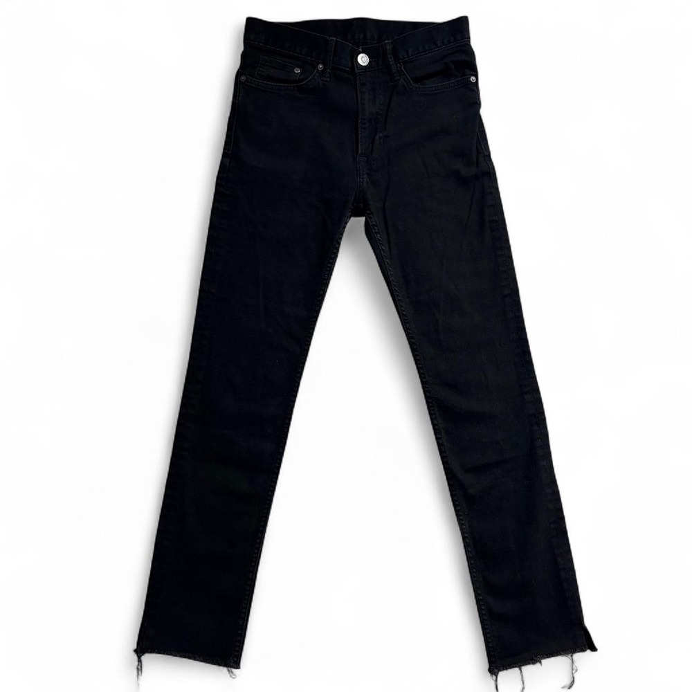 HM Black Cotton Slim Straight Leg Frayed Hem Jeans Womens Size 28